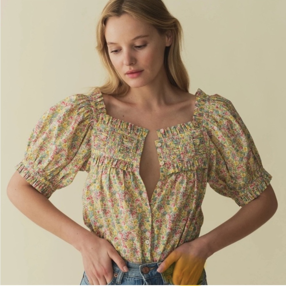 DÔEN | Farley Liberty-Print Top | Chrysanthemum Sky Floral